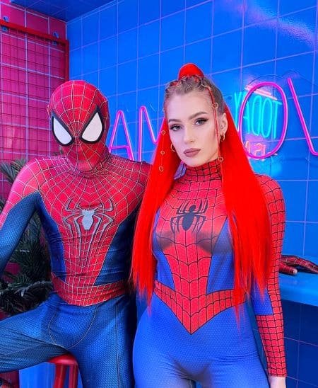 Polina Dubkova With Spider Man Costume